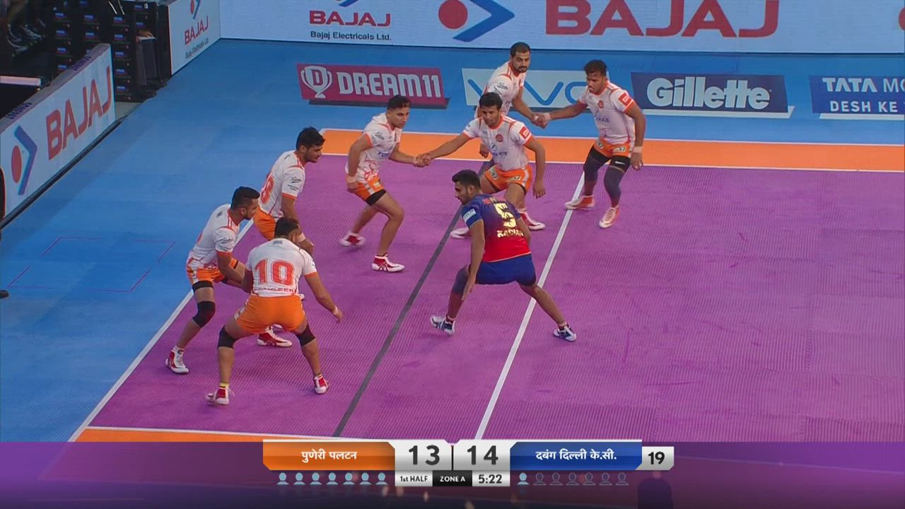 प्रो कबड्डी 2018, मैच हाइलाइट्स, 12 अक्टूबर: दबंग दिल्ली ने पुनेरी पलटन को 41-37 से हराया
