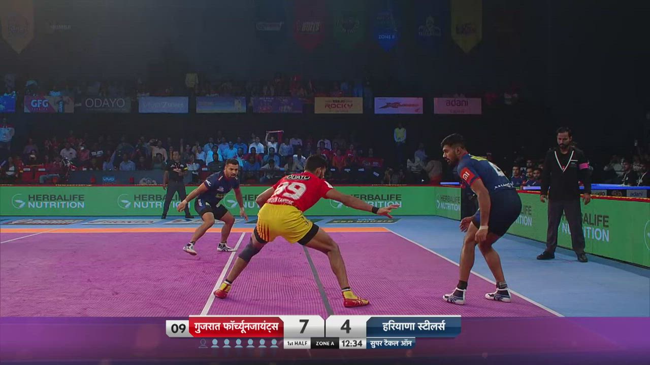 प्रो कबड्डी 2018, मैच हाइलाइट्स, 22 नवंबर: गुजरात फॉर्च्यूनजायंट्स ने हरियाणा स्टीलर्स को 40-31 से हराया