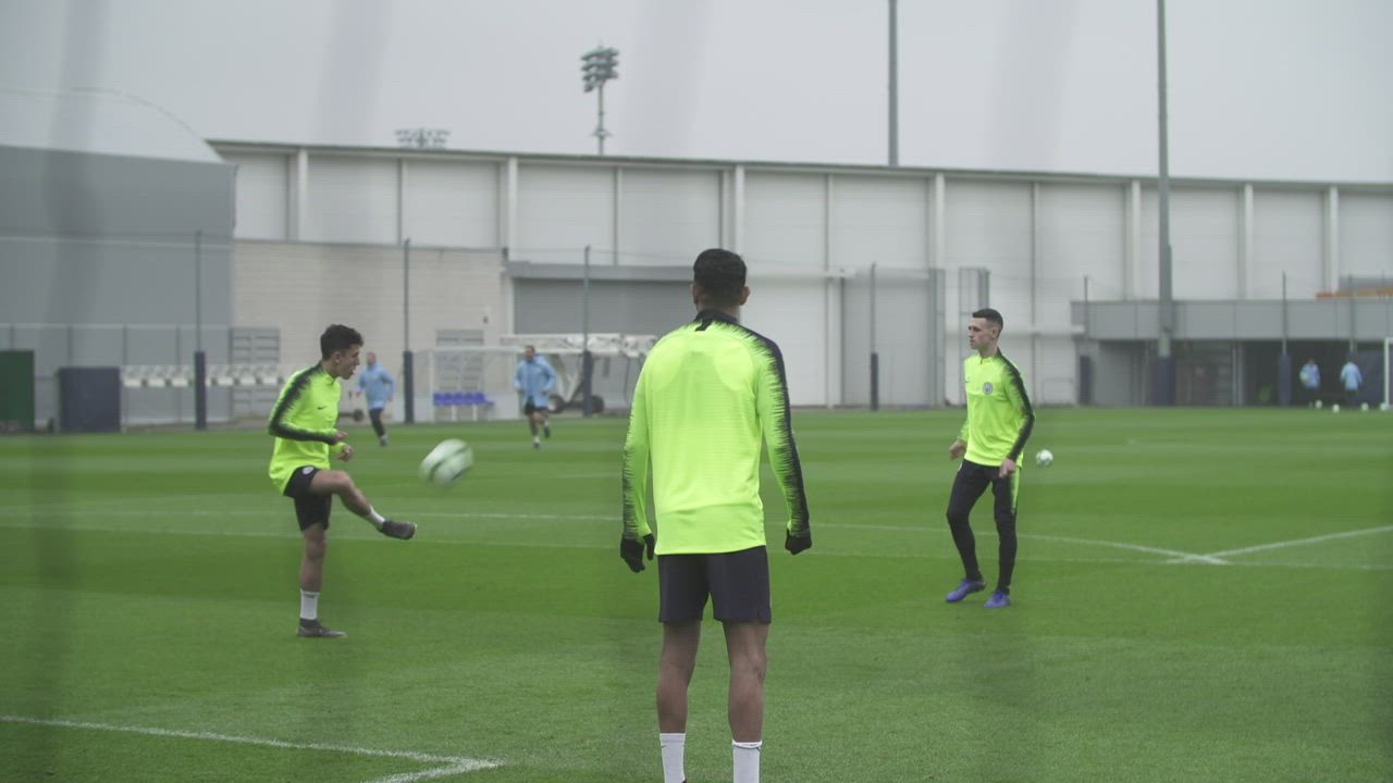 Manchester City winger Riyad Mahrez shows off his first touch in training