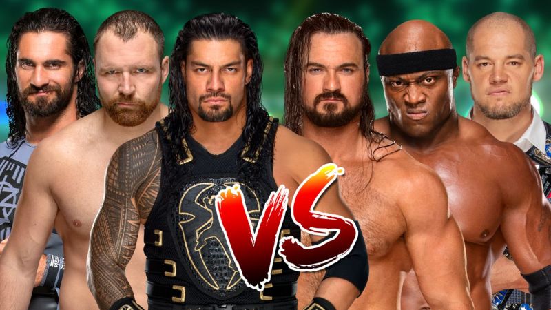 WWE: Roman Reigns, Seth Rollins and Dean Ambrose(The Shield) vs Baron Corbin, Bobby Lashley & Drew McIntyre | Falls Count Anywhere Match