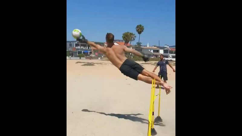 MLS: LA Galaxy's Keeper Wade Hamilton Shows Off His Football Skills
