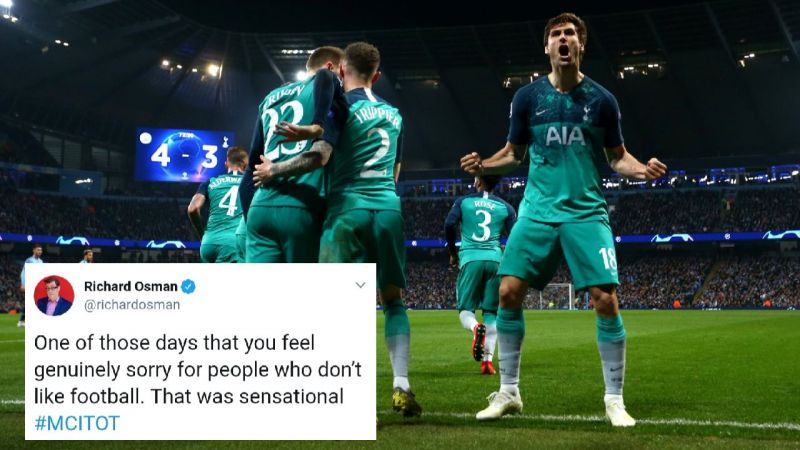 WATCH VIDEO: Twitter goes berserk as Tottenham edge past Manchester City in VAR-filled 7-goal drama in UCL quarterfinals at the Etihad Stadium