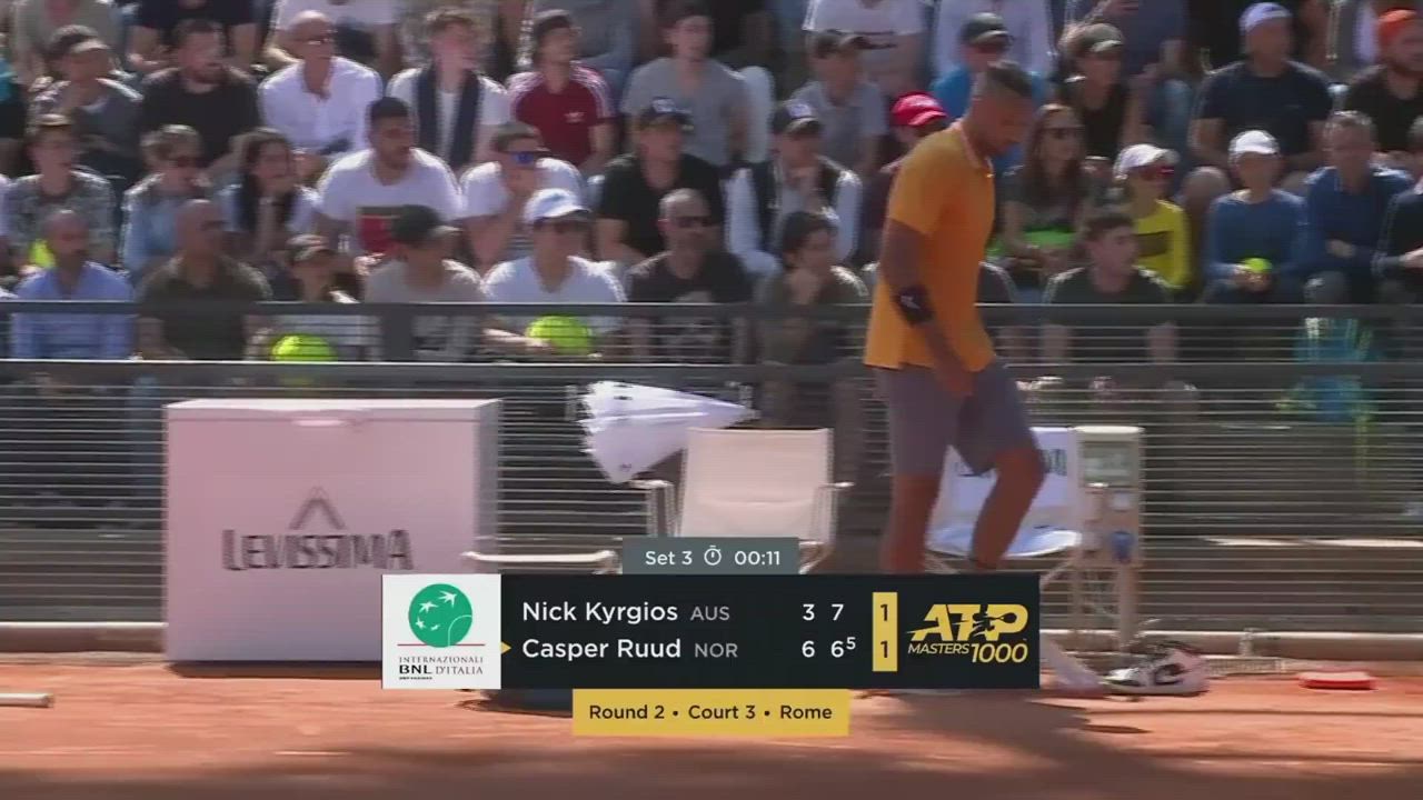 Italian Open: Kyrgios disqualified after throwing chair during Rome Open match against Ruud