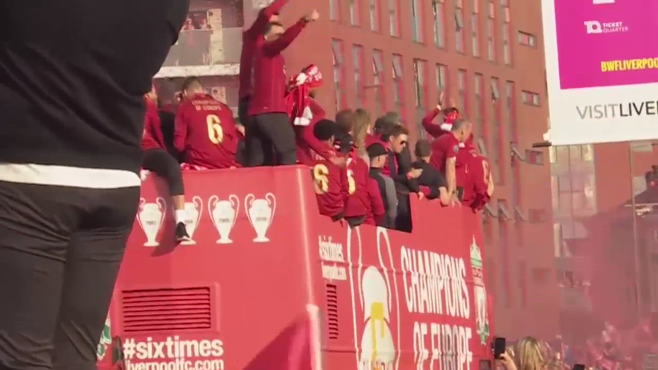 Liverpool's Champions League parade going through the city