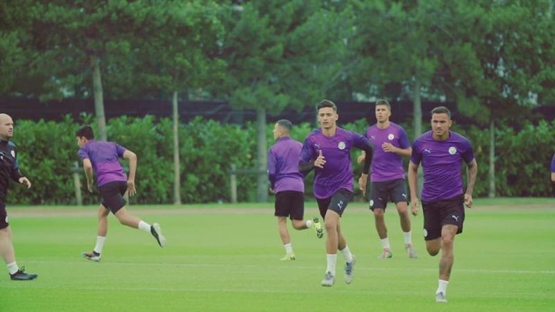 Manchester City players train on their first day of pre-season