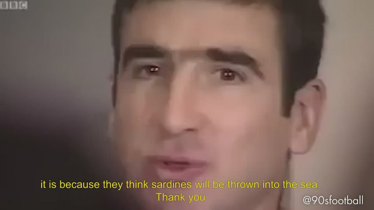 Cantona's odd press conference after he returns from suspension for the kung-fu kick