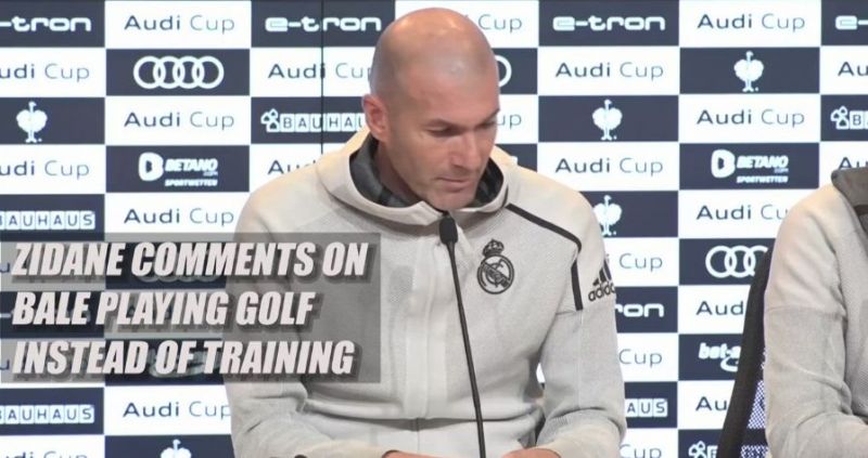 Zidane comments on bale playing golf instead of training