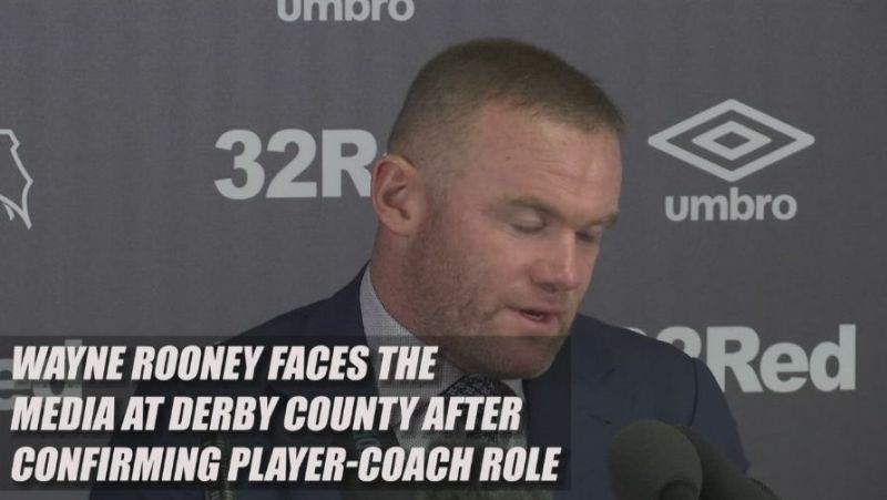 Wayne Rooney faces the media at Derby County after confirming player-coach role