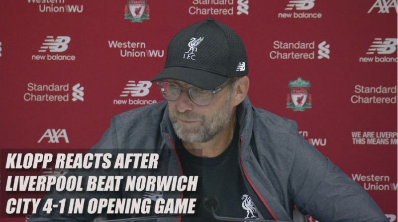 Premier League: Klopp reacts after liverpool beat norwich 4-1 in opening premier league match