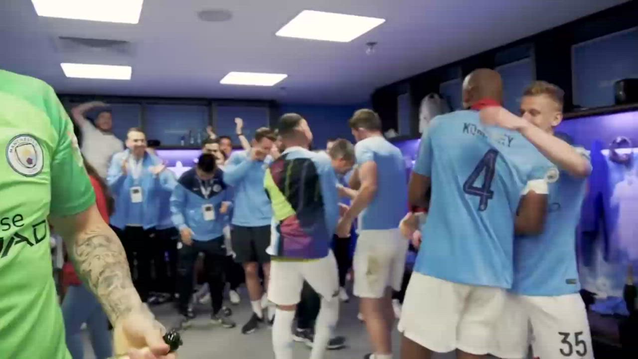 Just a glimpse of what took place in the Man City locker room when they last won the Premier League