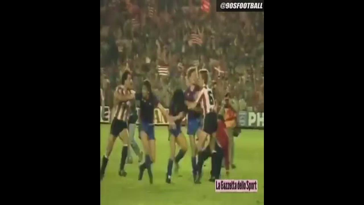 Barcelona vs Athletic Bilbao in the 1984 Copa Del Rey got a bit chaotic