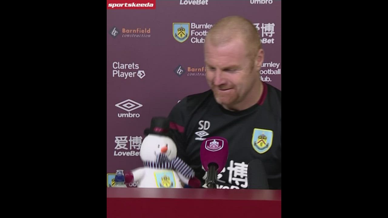 Bizzare press conference as Burnley manager shows off Snowman toy, and Christmas tree gets destroyed