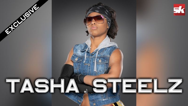 Tasha Steelz reacts to winning the IMPACT Wrestling Knockouts Tag Team Championship